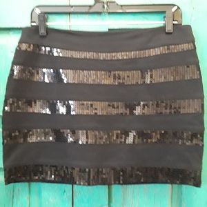 NWOT Women's/Jrs Black Sequined Skirt Sz 8